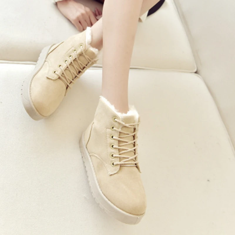 Ботинки женские зимние на шнуровке с круглым носком классические 2019 | Обувь