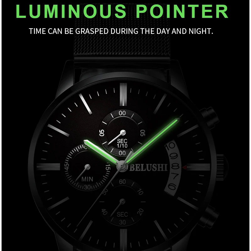 Мужские наручные часы BELUSHI новые роскошные спортивные кварцевые с хронографом и