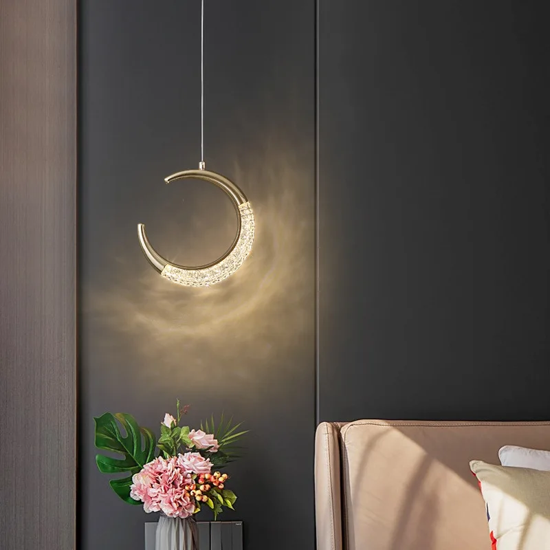 

Corridor bedside chandelier bedroom warm and romantic net red simple creative personality long line single head small chandelier