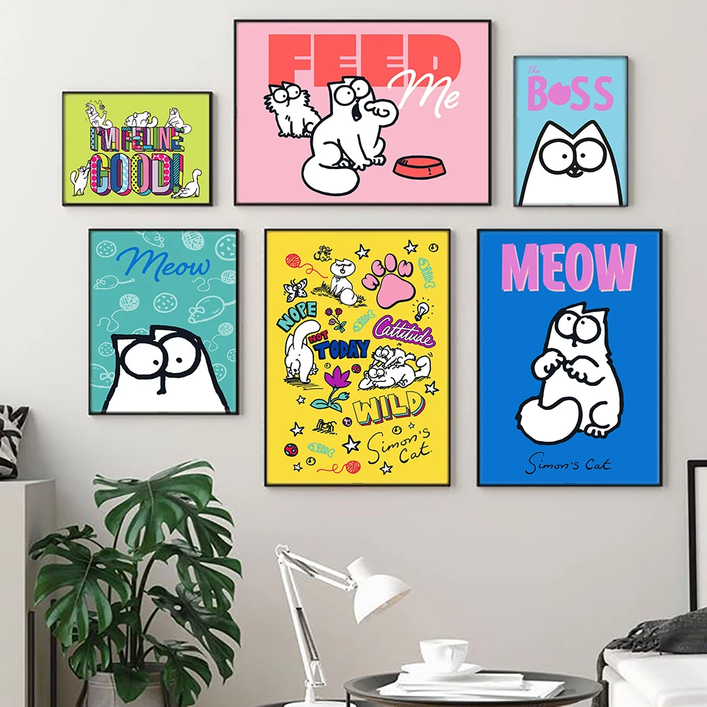 

Nordic Home Decor Colorful Feline Good Canvas Painting Prints Funny Cute Cat Quote Wall Art Nursery Kids Bed Room Decor Pictures