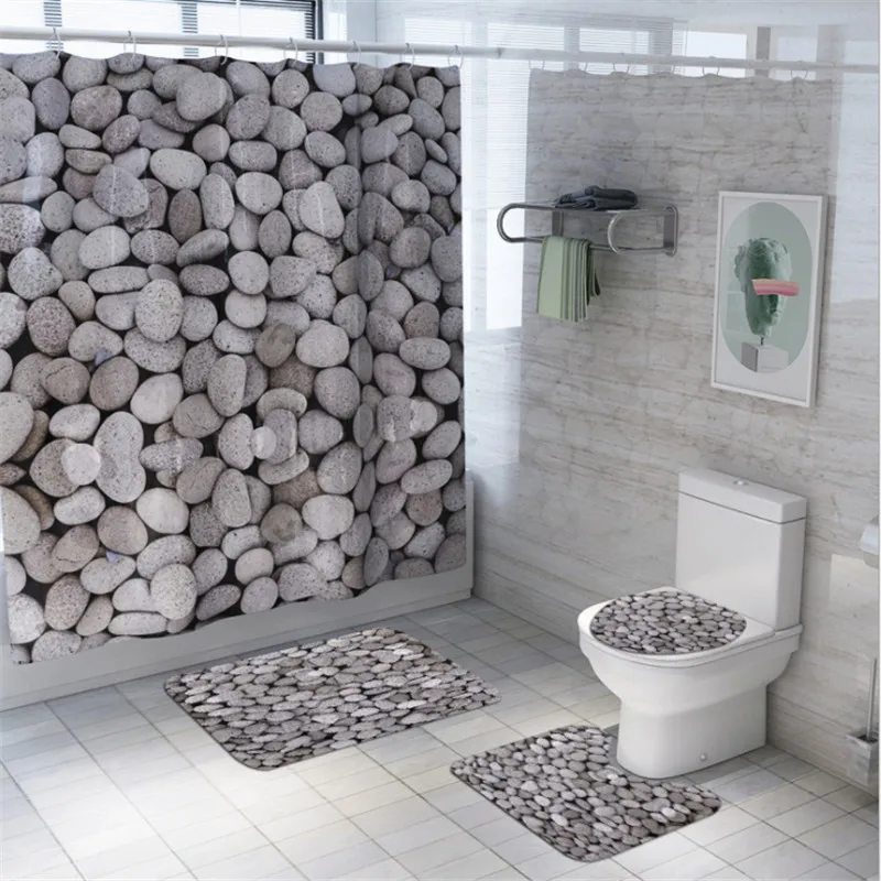 4 шт. набор ковриков для ванной комнаты с геометрическим принтом модный коврик