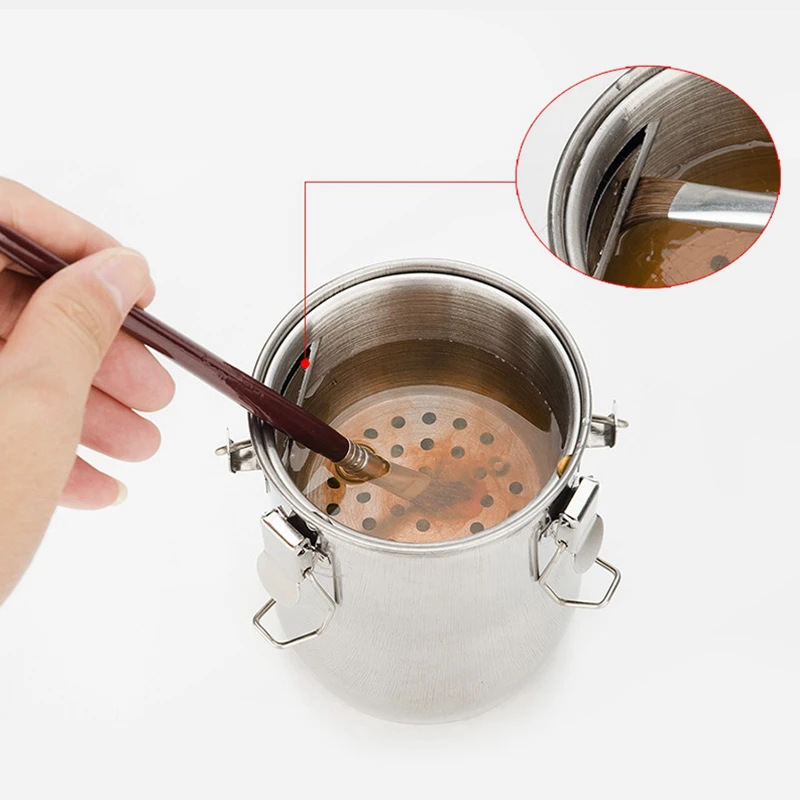 Stainless Steel Paint Brush Washable Portable Color Container With Leak-Proof Filter for Cleaning |