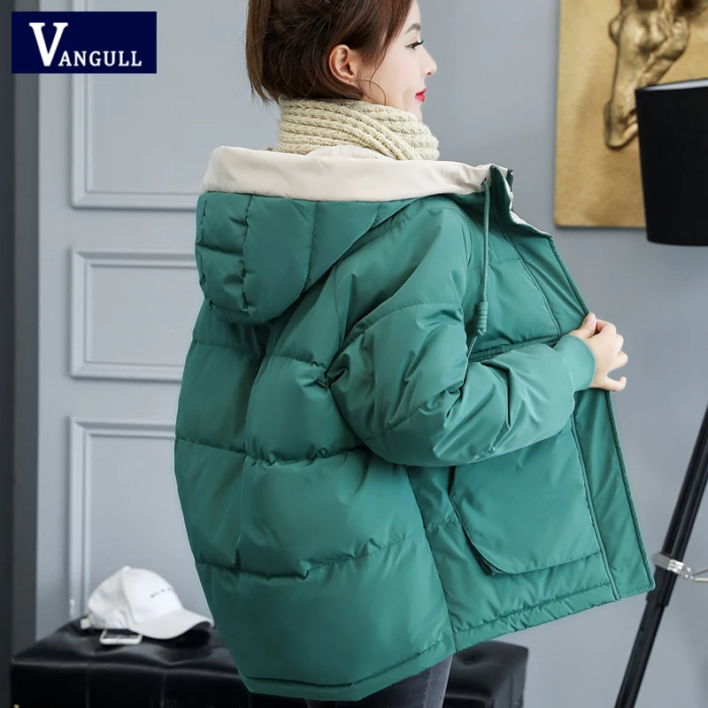 Vangull зимняя куртка с капюшоном женские парки хлопковой подкладкой новая модная