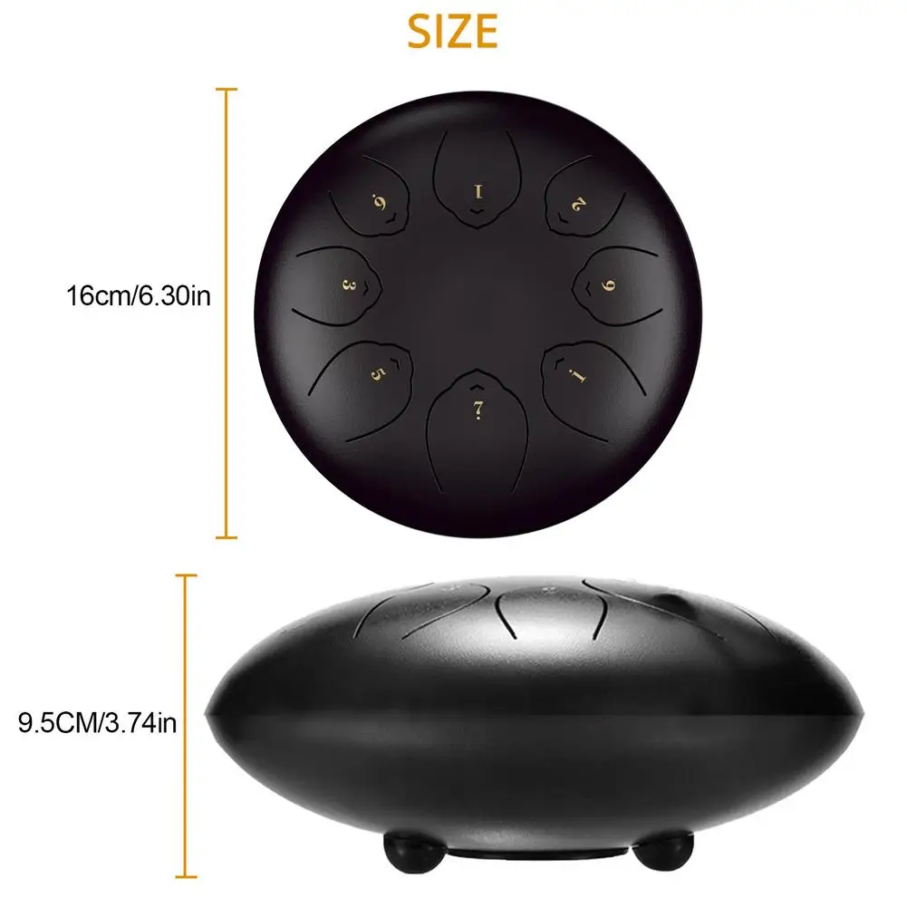 

6 Inch Mini Drum 8 Tone Steel Tongue Drum Tune G Percussion Hand Pan Drum With Padded Drum Bag & Mallets Musical Instruments