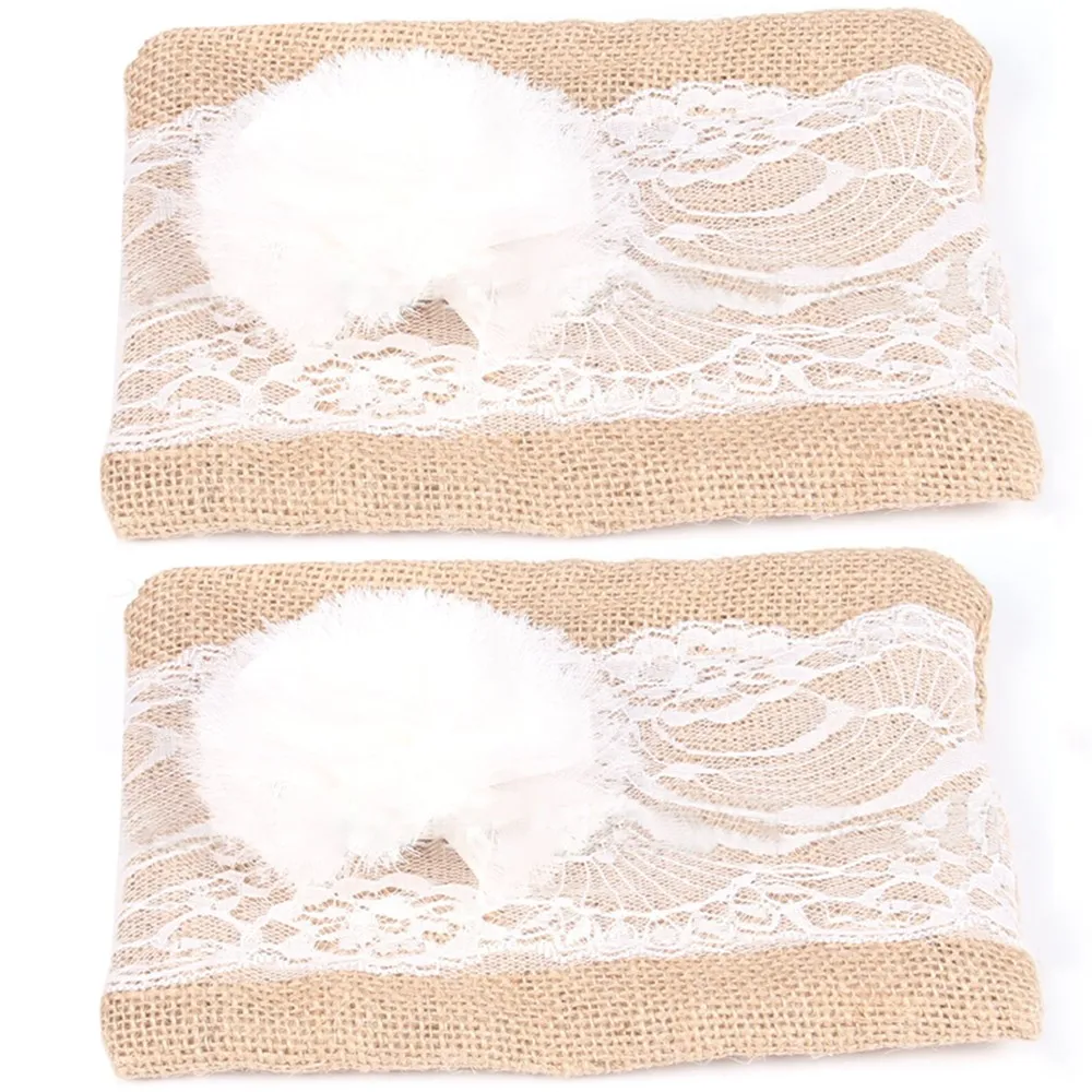 2шт DIY невесты сумки джутовые кружева мешок праздничные вечерние украшения