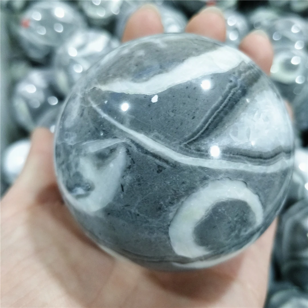 

Natural Shellstone Quartz Minerals Sphere Crystal Ball Ornament Healing Stones Apartment Decoration Original Septarium Rocks