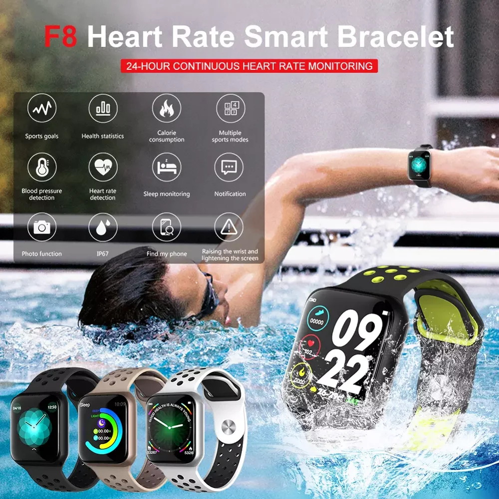 Letike F8 SmartWatch мультиспортивные режимы whatsapp напоминание о частоте пульса крови кислородный монитор мужские часы Шагомер фитнес-трекер
