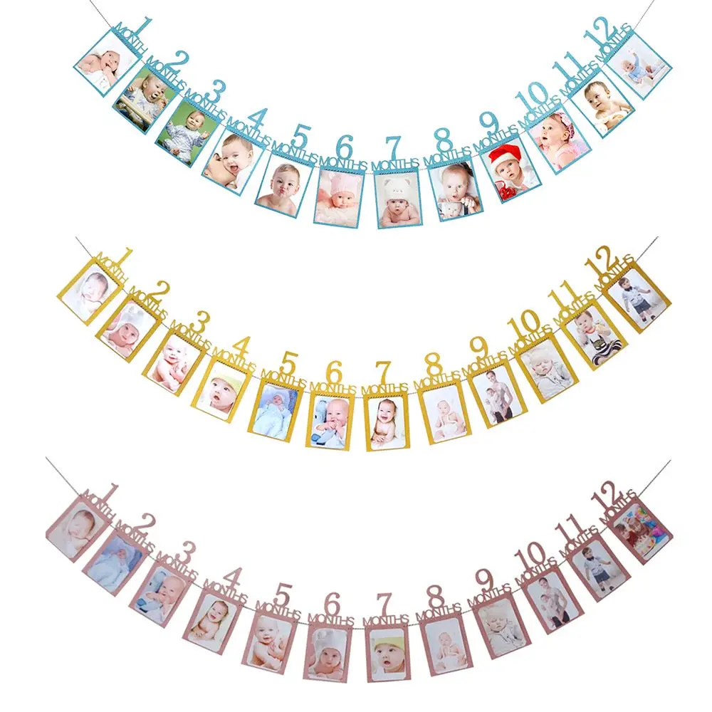 Детские 12 месяцев Фото баннеры гирлянды Сделай Сам Дети первый день рождения