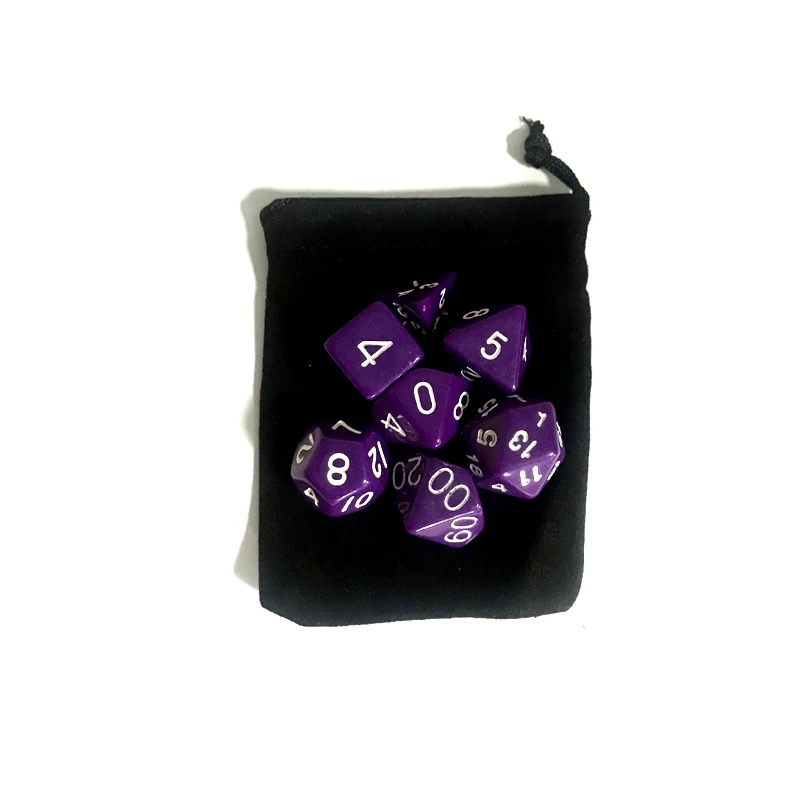 7 шт./лот набор костей с бархатной сумкой для игральных D4 D6 D8 D10 % D12 D20 красочные