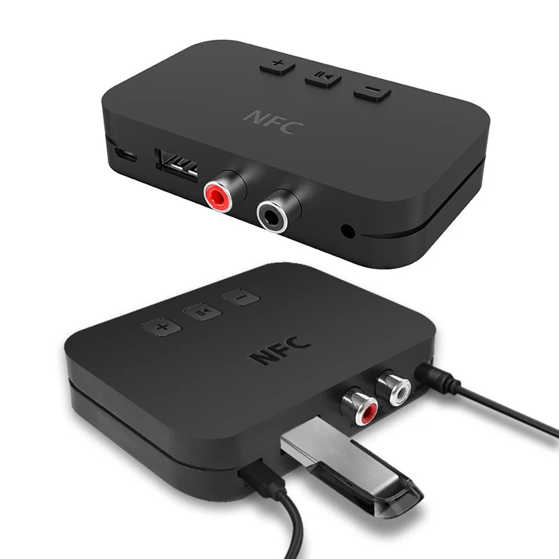 

Bluetooth 5.0 Wireless Receiver Audio Transmission Stereo Music Support U Disk NFX Connect With RCA 3.5 AUX Jack Adapter