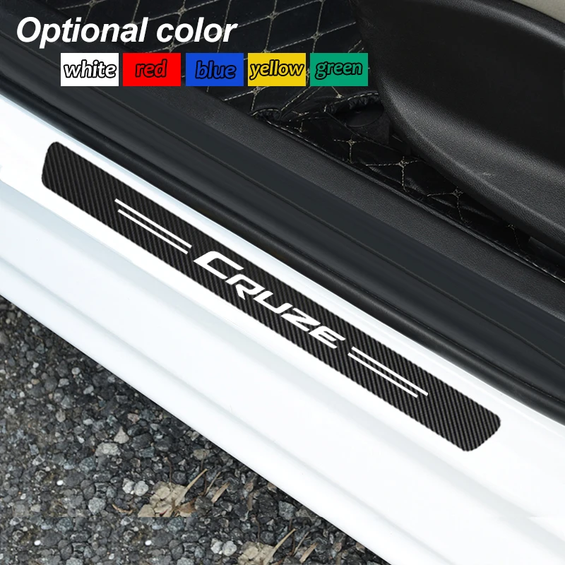 Chevrolet Cruze Colorado Spark Captiva Car Door Sill Guard Sticker Film - Set of 4 - Anti-Scratch Carbon Scuff Pedal Guards Cover image 6