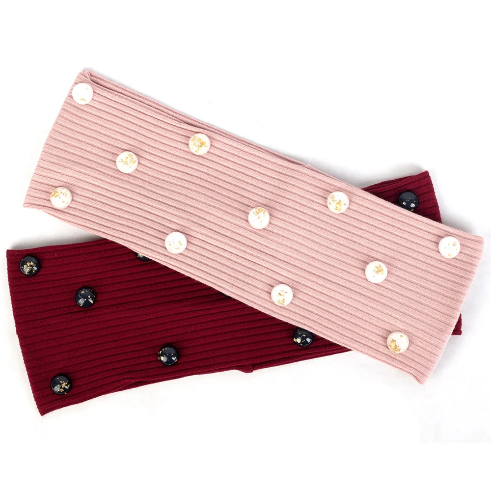 Женская трикотажная повязка на голову в рубчик однотонная эластичная плоская