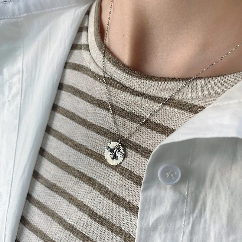 Женское винтажное ожерелье с подвеской в виде пчелы серебро 925 пробы|Ожерелья| |