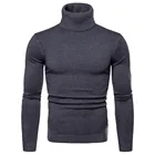 Осенний мужской теплый свитер с высоким воротником 2020 зимний мужской темно-серый однотонный вязаный свитер мужской облегающий пуловер Прямая поставка