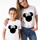 Футболка для мамы и дочки, летние женские футболки в стиле Харадзюку, повседневный детский топ с принтом Минни Маус, футболка, популярный вид, Прямая поставка