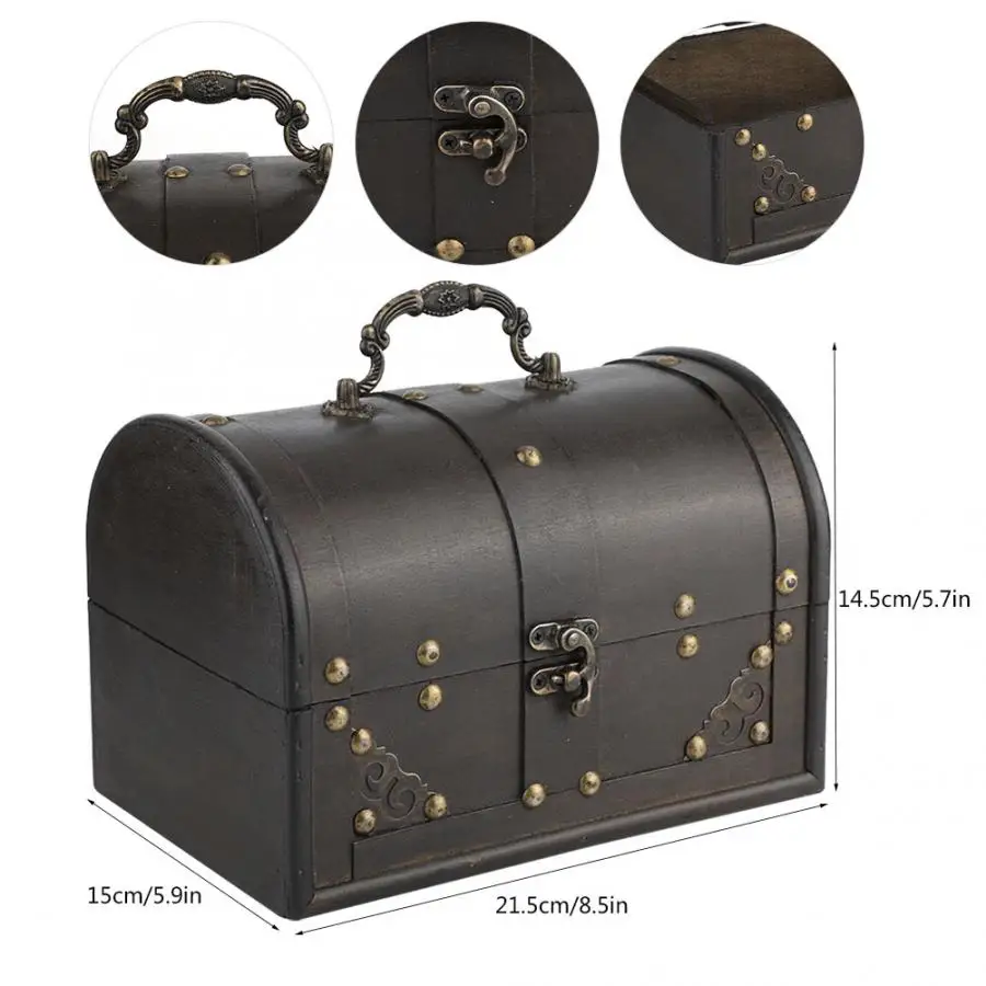 Коробка для хранения в ретро-стиле деревянная искусственная отделка античный