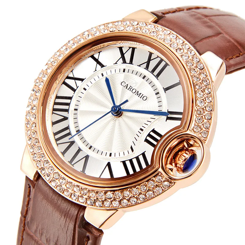 Classic Women Watch Diamond Dial Car-tier Quartz Watches Ladies Female Leather Strap Casual WristWatch Clock Waterproof Gifts