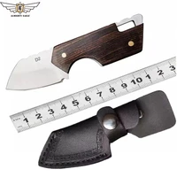 mini folding knife with wood handle stainless steel blade pocket knife for survival hunting camping outdoor tool