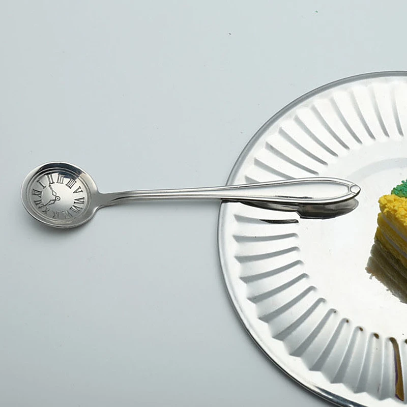 Горячая 1 шт нержавеющая сталь часы время кофе ложка перемешивание чайная | Дом и