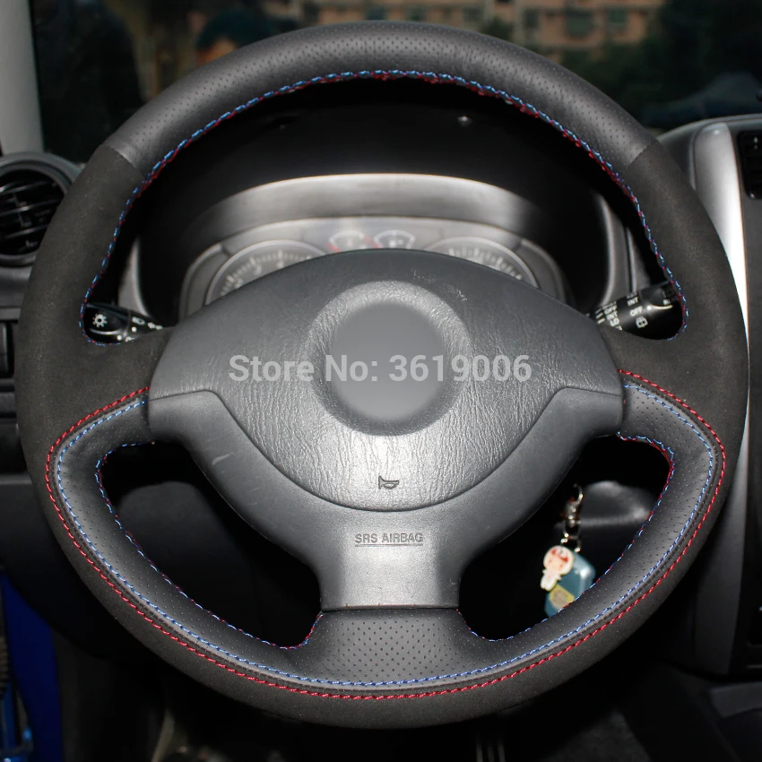 DIY Steering Wheel Cover Black Suede Leather Hand Sewing For Suzuki Jimny | Автомобили и мотоциклы