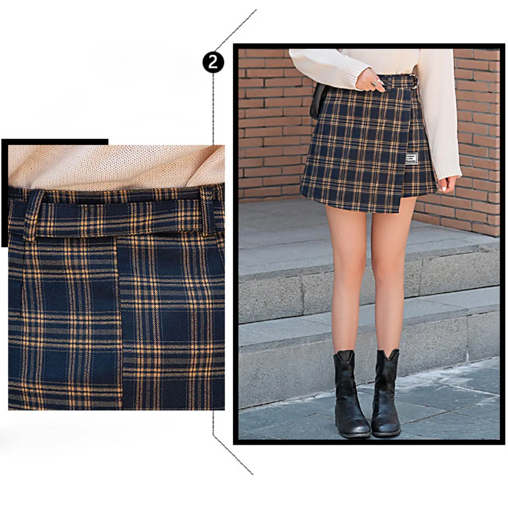 Зимняя плиссированная юбка мини-юбка с высокой талией женская модная