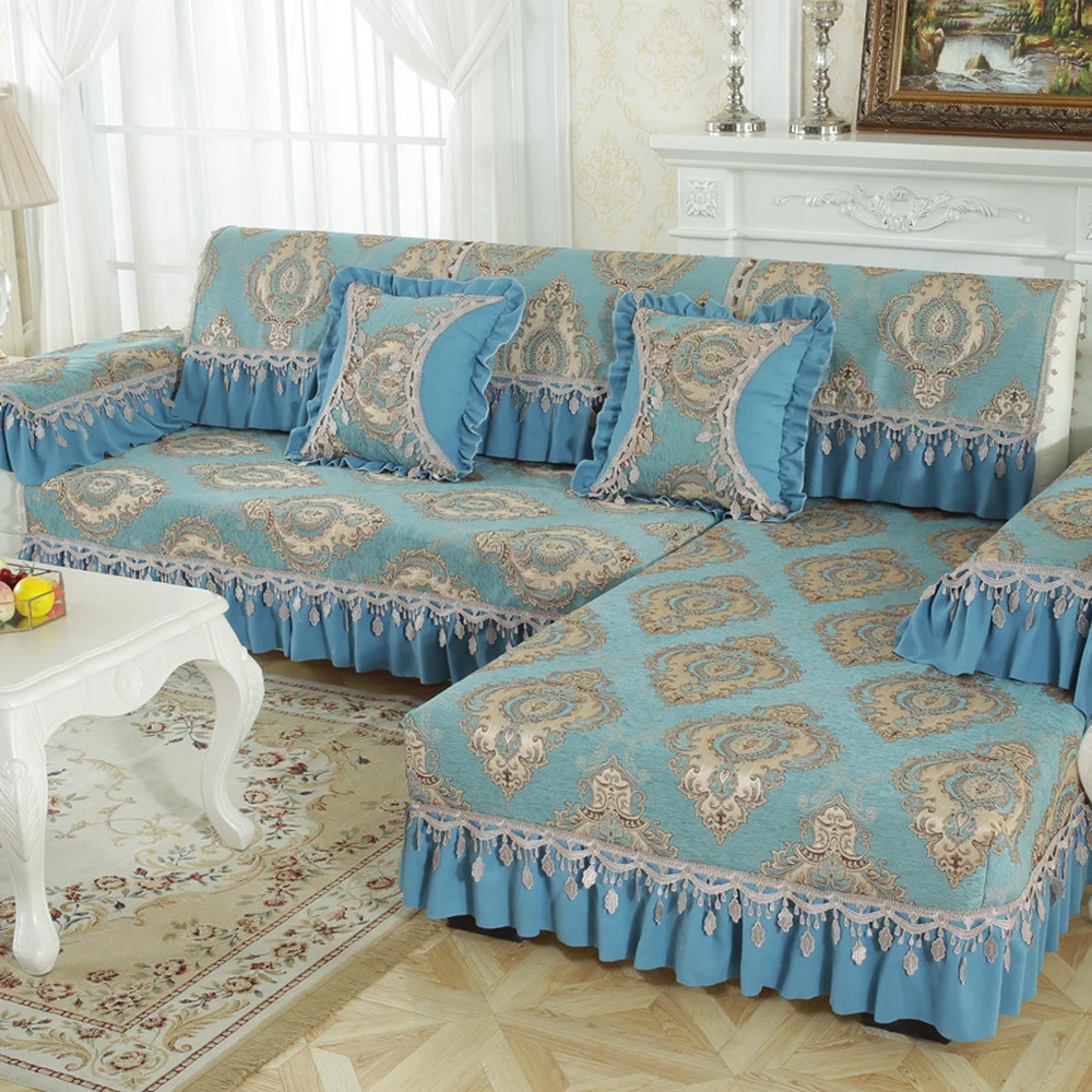 

High-end luxury chenille couch cover for sofas, L shape combination kit of all-inclusive Non-slip sofa covers for living room