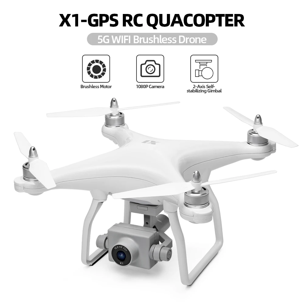 Бесщеточный Радиоуправляемый Дрон WLtoys X1 Квадрокоптер GPS 5G Wi-Fi FPV 1080P HD камера Gesture