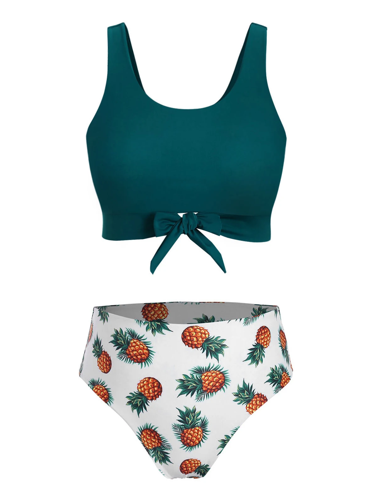 

Plus Size Front Tie Pineapple Print Bikini Swimsuit