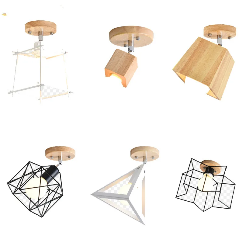 Потолочные светильники вращающийся Железный деревянный потолочный светильник