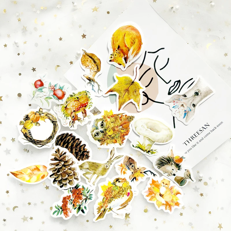 40 шт./упак. VSCO желтая милая белка милые наклейки с животными Осенние канцелярские