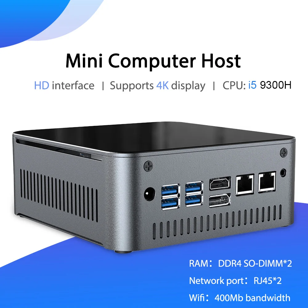 

Mini PC i5 9300H Quad-core Processor with Dual Gigabit Ethernet Ports 128/256G Mini Gaming Desktop PC for Windows 10