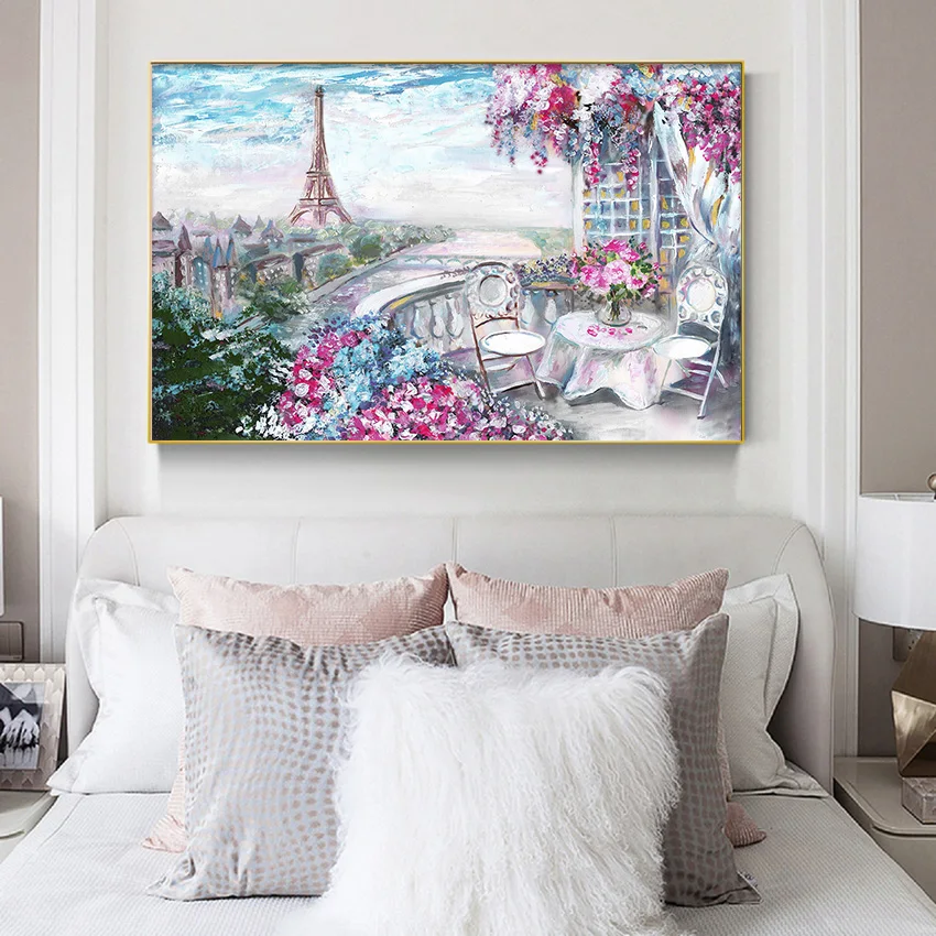 Абстрактная картина маслом с цветком настенные художественные принты и постеры