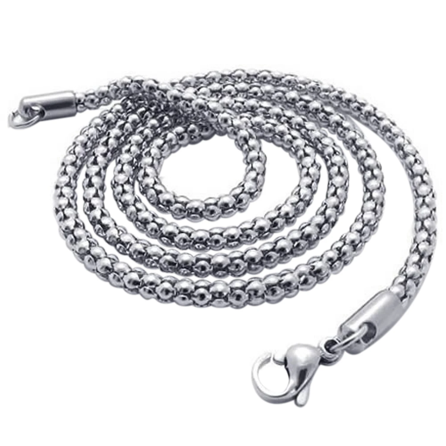 

Jewelry men's chain, stainless steel curb chain necklace, silver (3 mm wide, 60 cm long)