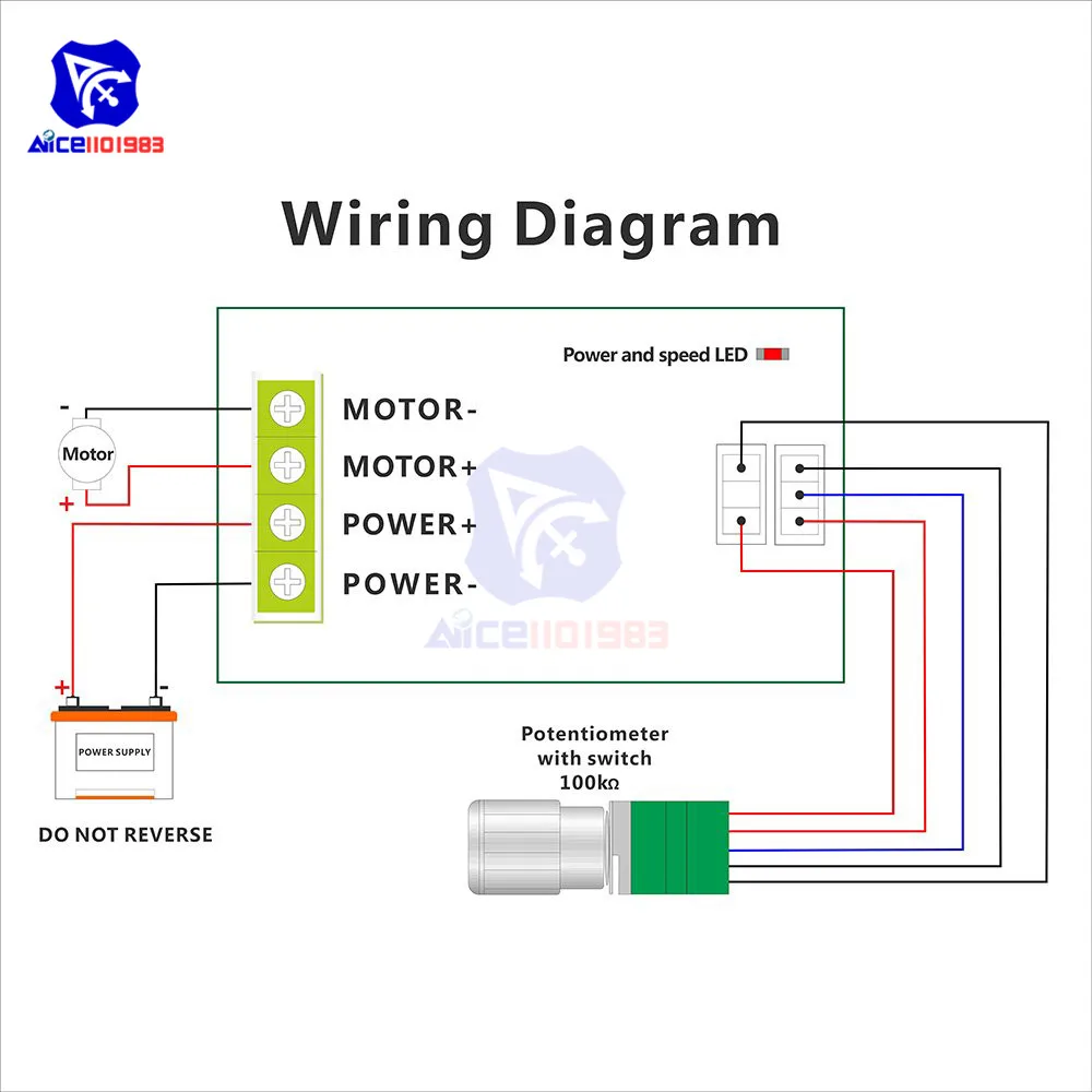 Diymore контроллер скорости двигателя постоянного тока DC 6/12/24/28V 3A PWM регулятор