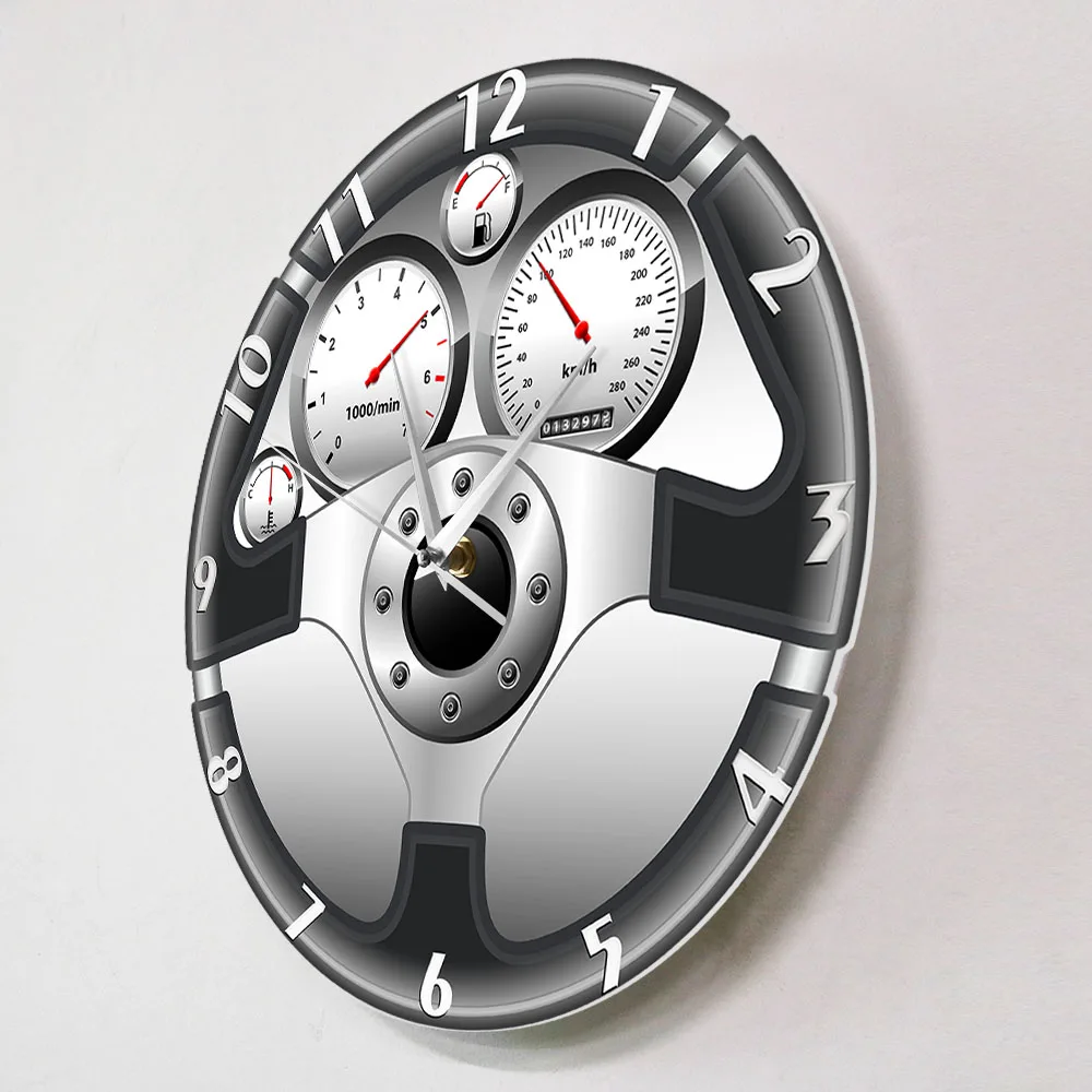 Спортивные автомобильные настенные часы с принтом на руль и приборную панель