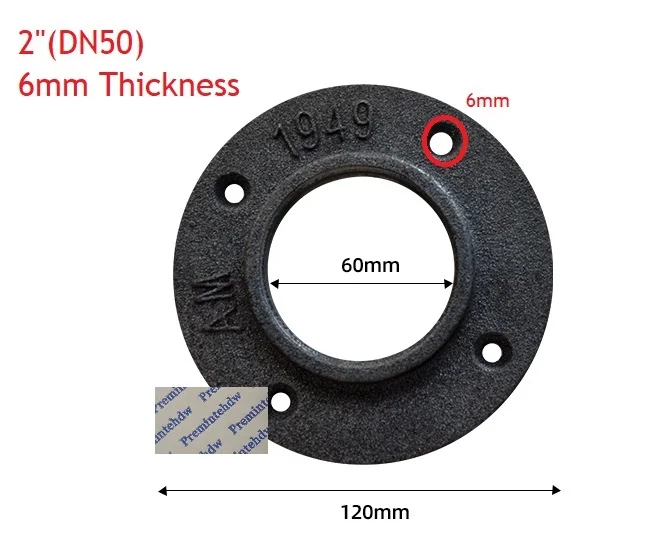 2Inch DN50 4 шт./лот 1/" 3/4" " 1,25" 1," 2" ковкого чугуна чугунный фланец Базовая труба Лофт промышленный Ретро Декор пол стены резьба Unfinish - Цвет: 2Inch DN50