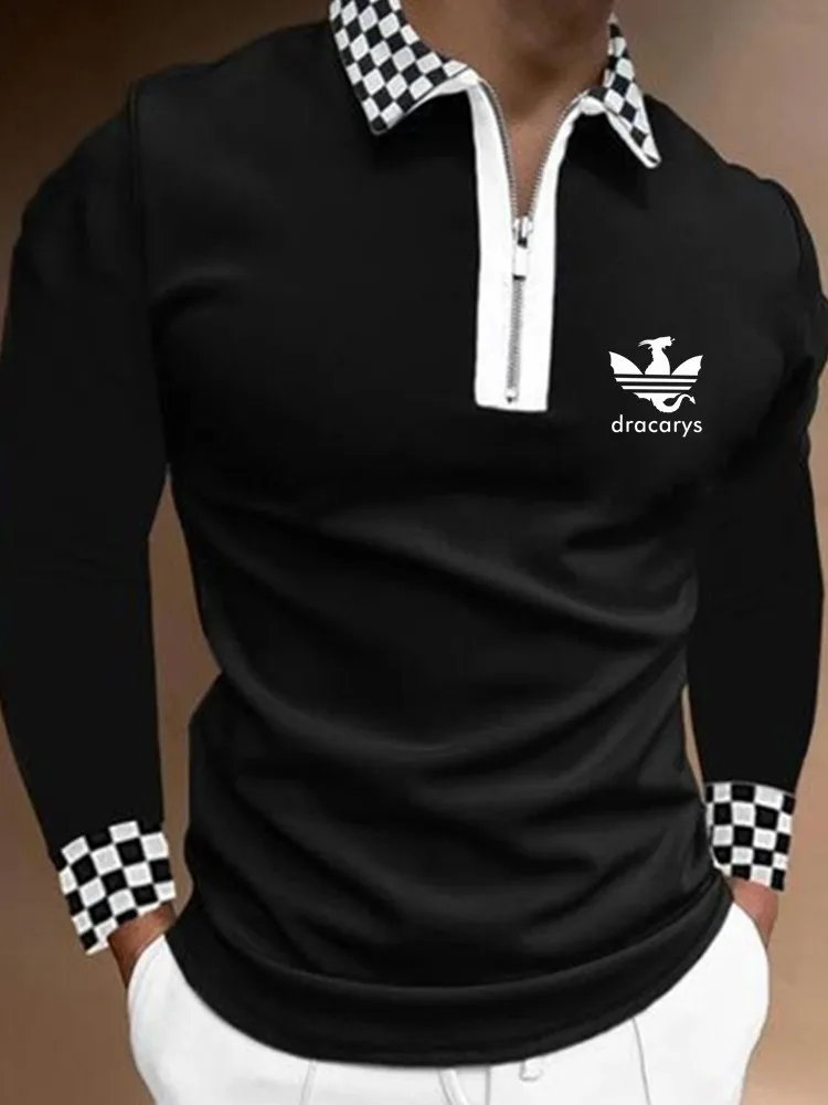2022 New spring and autumn brand logo Men's Polo Shirt Brand long sleeveTees Man High Street Print Clothes Plus Size S-3XL | Мужская