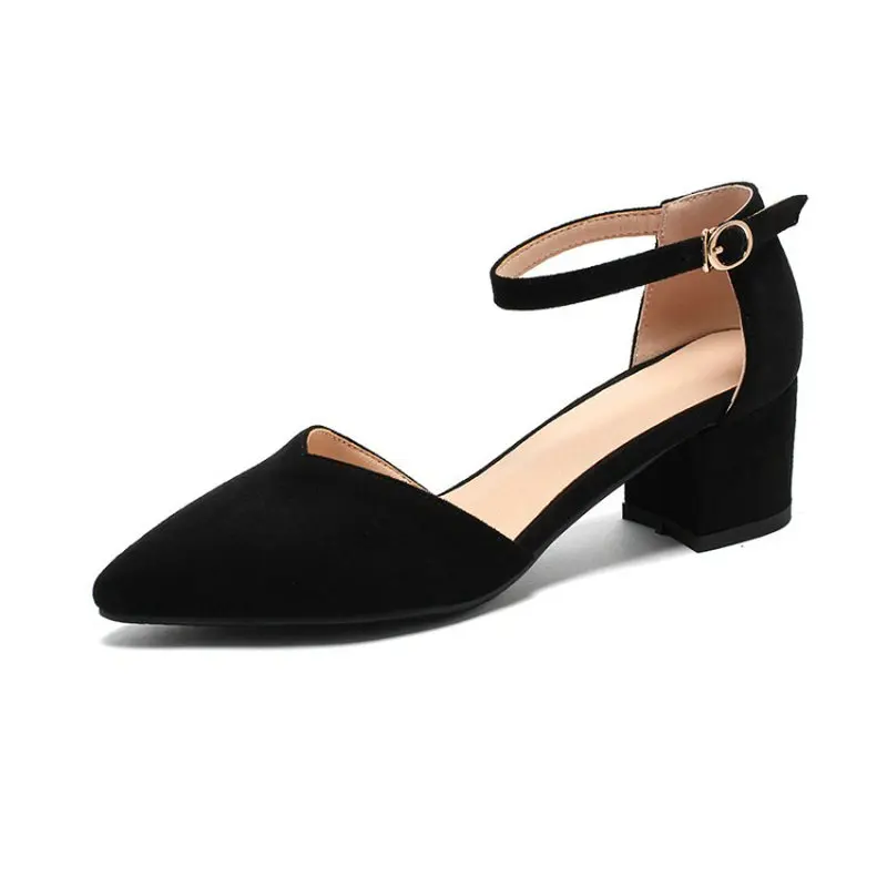 

ZawsThia 2020 square high heels women sandals pointed toe summer female shoes solid color ladies party wedding shoes drop ship