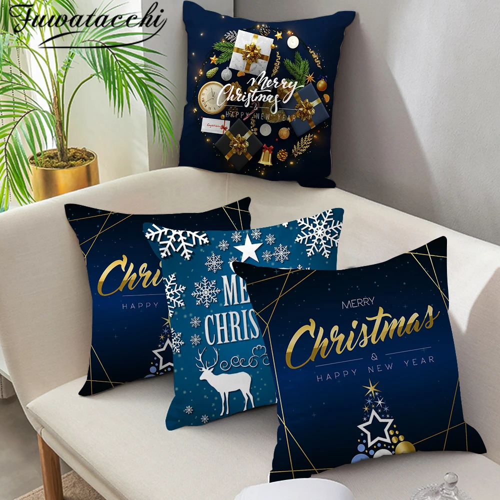 Fuwatacchi подушка с изображением синего рождественского оленя мечта искусственный