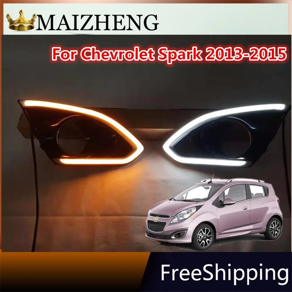 Светодиодный светильник на день для Chevrolet Spark 2013 2014 2015 дневной ходовой с желтым