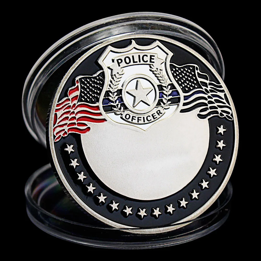 

Сувенирная монета офицера полиции США тонкая синяя линия с серебряным покрытием
