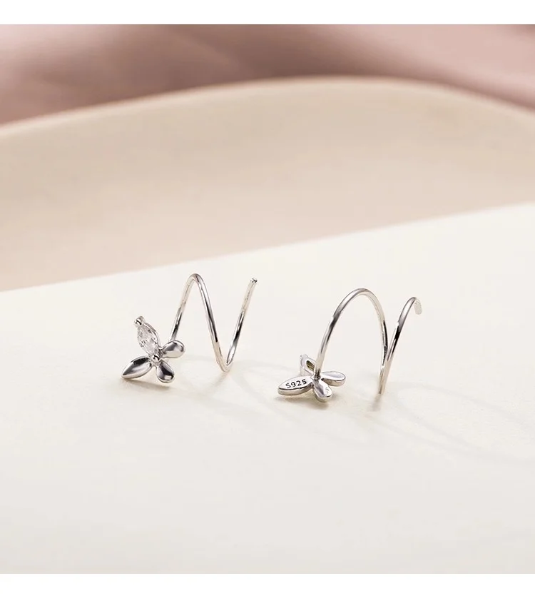 Женские серьги-Клипсы из серебра 925 пробы с цветами | Украшения и аксессуары