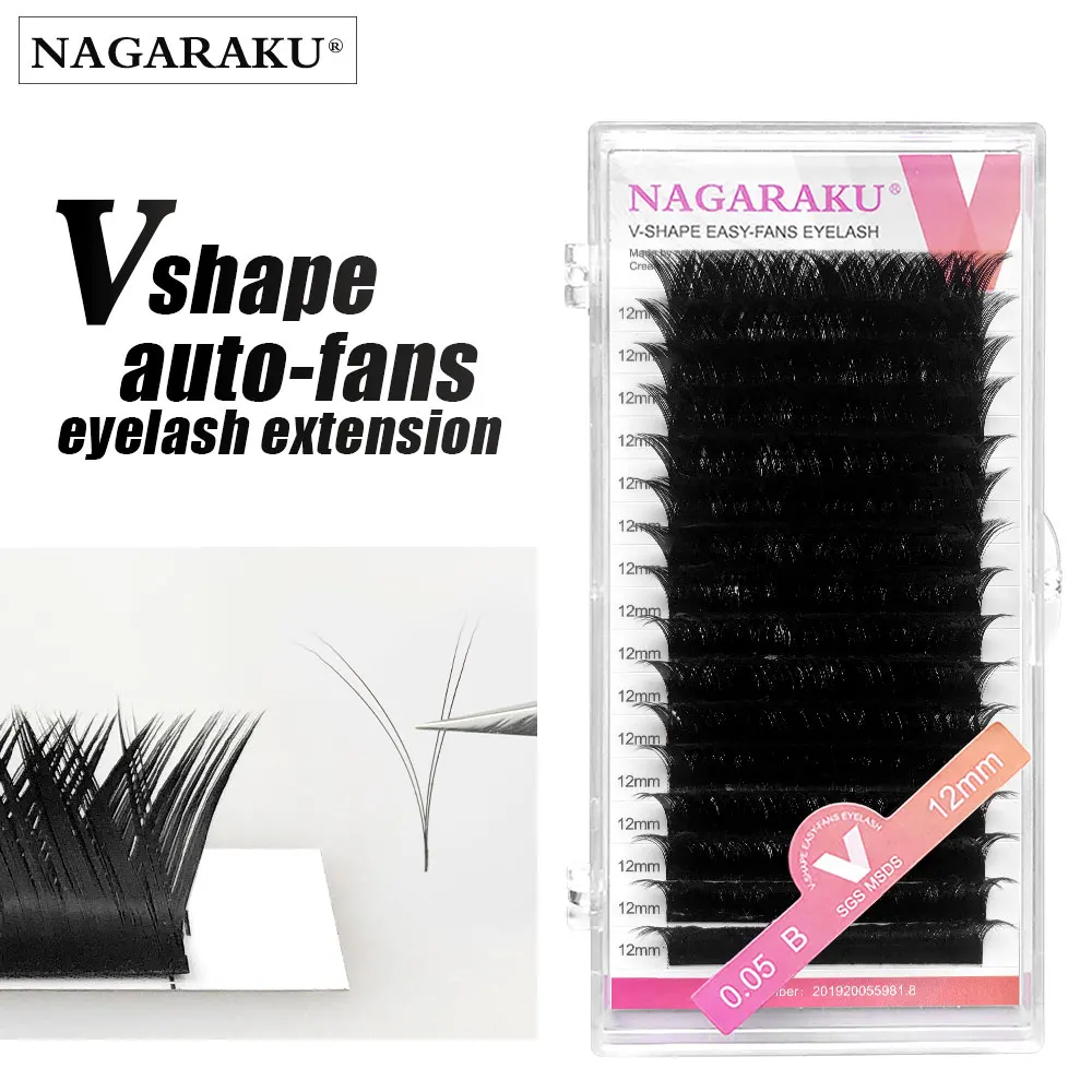 Ресницы для наращивания NAGARAKU V образной формы Auto Fans индивидуальные мягкие
