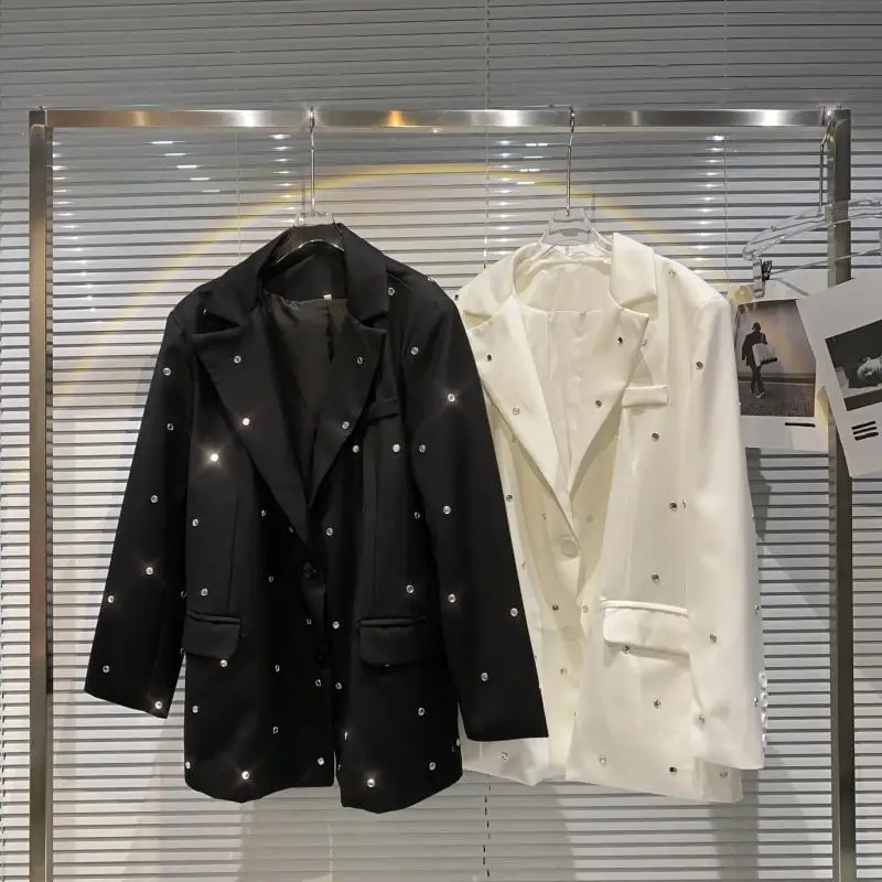 

2021 Spring New Fashionable Hot Diamond Solid Color Long Sleeve Suit Jacket Women's Office Blazer Streetwear Jacket Coats Tops
