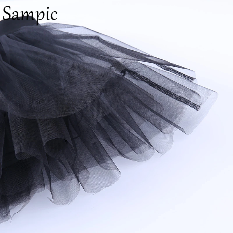 

Sampic Fashion Y2K Sexy Women Patchwork Mini Skirt Gothic Harajuku Club Streetwear A-Line Mesh High Waisted Black Skirt 2020