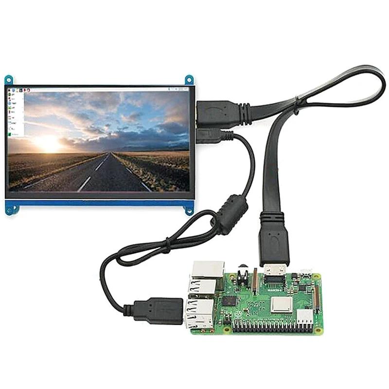 

7 Inch for Raspberry Pi 3 Model B+ LCD Display Press Screen LCD 1024x600 HDMI TFT Monitor + Holder Case for Raspberry Pi 3