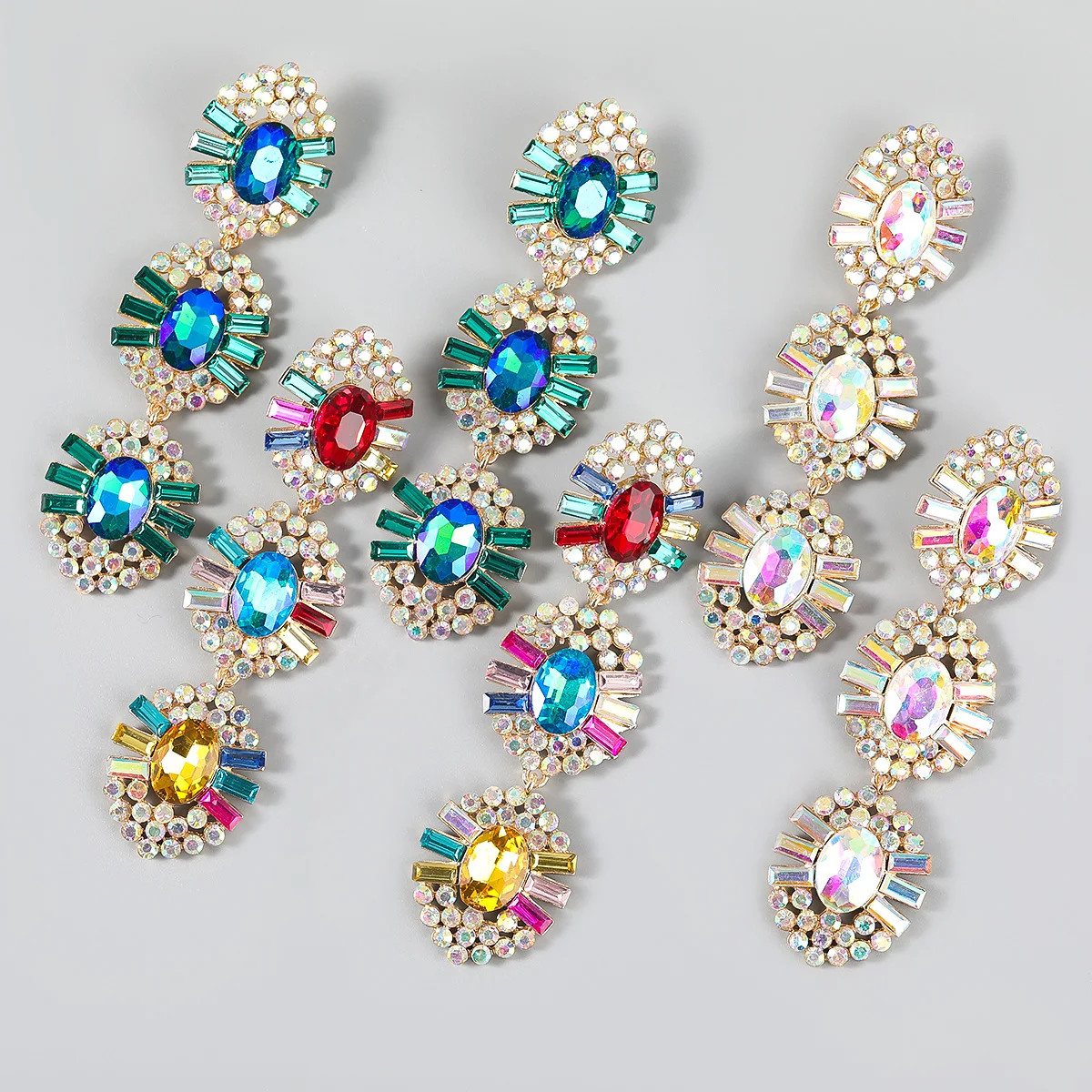 

dangle earrings women drop hoop fashion earring earings crystal Oval glass diamond earrings set with diamond flowers moda 2020