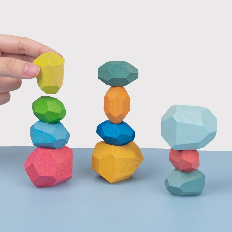 Детский деревянный цветной камень Дженга Строительный блок Обучающие игрушки