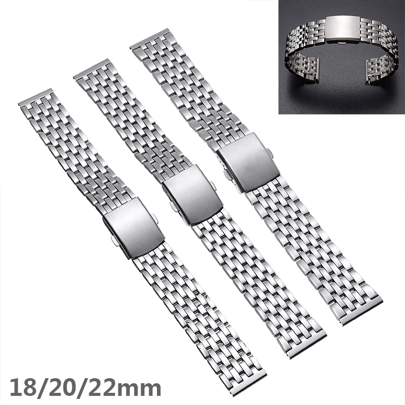 

18/20/22mm Universal Stainless Steel Watchbands Straight End Hollow Strap Bracelet Fashion Leisure Men Women Replacement Strap