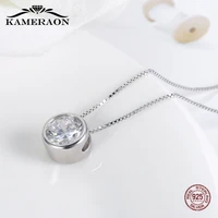 kameraon 925 sterling silver jewelry women personality round simulated diamond necklace gold silver color wedding pendants gift